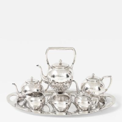  Lebolt Co Six piece Hand Hammered Tea and Coffee Service with Tray
