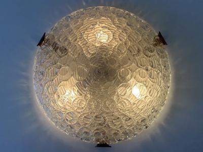  Leclaire Sch fer Amazing Mid Century Ice Glass Flush Mount or Sconce by Leclaire Sch fer 1960s