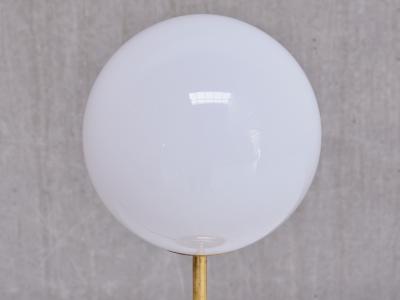  Leco Leco Brass Table Lamp with White Opal Glass Globe Sweden 1960s