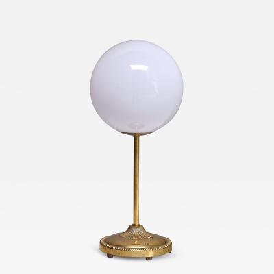  Leco Leco Brass Table Lamp with White Opal Glass Globe Sweden 1960s