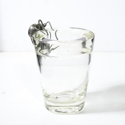 Leerdam Crystal Aesthetic Movement Silver Spider Sculpture Crystal Vase signed Leerdam Crystal