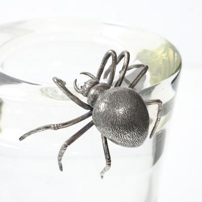  Leerdam Crystal Aesthetic Movement Silver Spider Sculpture Crystal Vase signed Leerdam Crystal