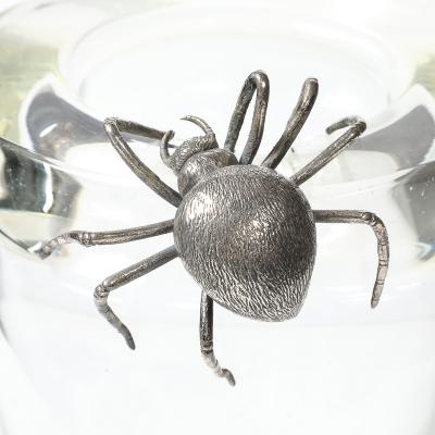  Leerdam Crystal Aesthetic Movement Silver Spider Sculpture Crystal Vase signed Leerdam Crystal