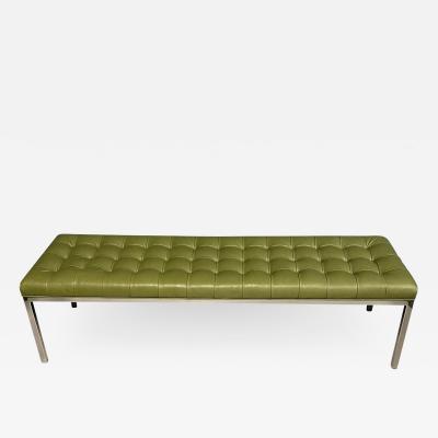  Lehigh Leopold Tufted Leather and Chrome Bench by Lehigh Leopold in the Style of Ward Bennett