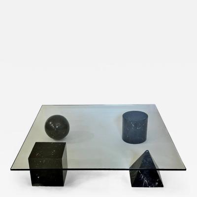  Lella Massimo Vignelli Metaphora Black Marquina Marble Glass Coffee Table by Lella M Vignelli