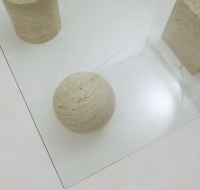  Lella Massimo Vignelli Mid Century Metaphora Coffee Table by Massimo and Lella Vignelli Travertine