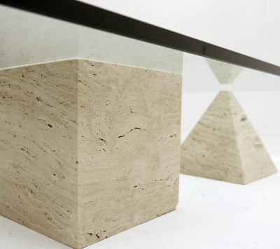  Lella Massimo Vignelli Mid Century Metaphora Coffee Table by Massimo and Lella Vignelli Travertine