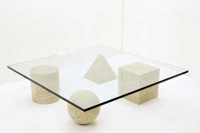  Lella Massimo Vignelli Mid Century Metaphora Coffee Table by Massimo and Lella Vignelli Travertine