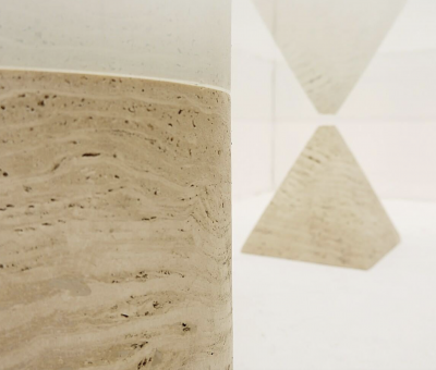  Lella Massimo Vignelli Mid Century Metaphora Coffee Table by Massimo and Lella Vignelli Travertine