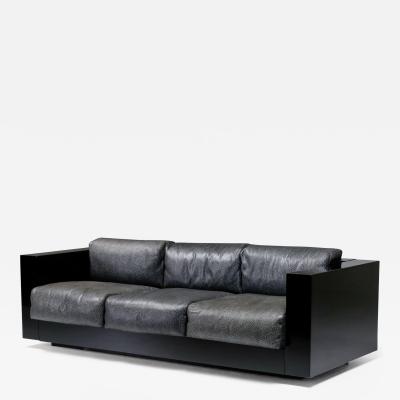  Lella Massimo Vignelli Saratoga sofa in elephant grey leather by Vignelli for Poltronova 1964