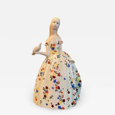  Lenci LENCI LOVELY WOMAN WITH DOVE CERAMIC FIGURE