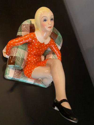  Lenci SUPERB LENCI ART DECO CERAMIC WOMAN IN CHAIR