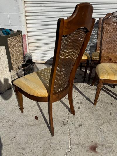  Lenoir Furniture Company Lenoir Chair Company Set Of 6 Walnut with Brass Ormolu and Cane Backs