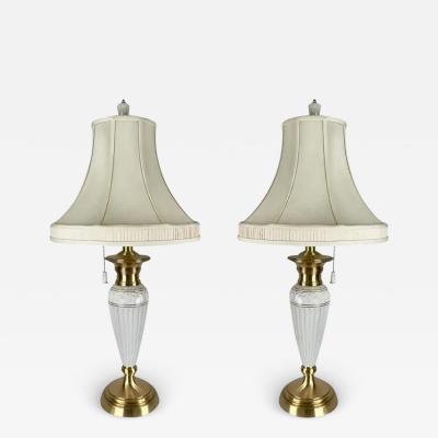  Lenox Co Lenox Empire Style Fluted Column White Porcelain Brass Table Lamp a Pair