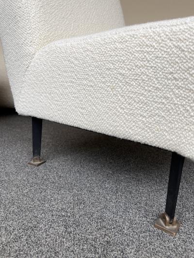 Lenzi Pair of Slipper Chairs Boucl Fabric by Studio APA for Lenzi Italy 1960s