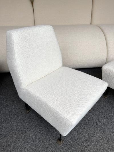 Lenzi Pair of Slipper Chairs Boucl Fabric by Studio APA for Lenzi Italy 1960s