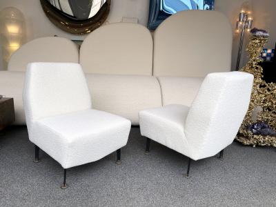 Lenzi Pair of Slipper Chairs Boucl Fabric by Studio APA for Lenzi Italy 1960s