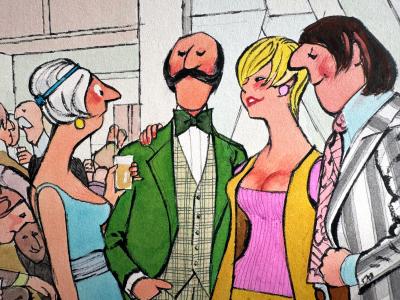  Leo Dink Siegel Threesome Swingers 1970s cocktail party Playboy Cartoon