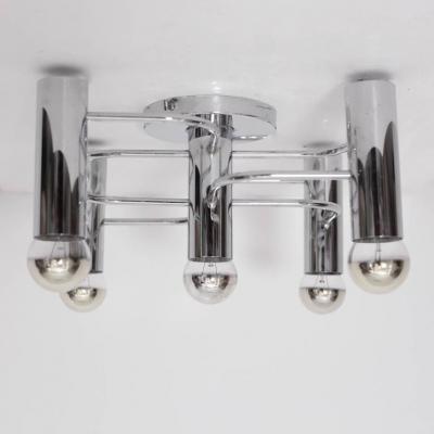  Leola 1 of 2 Chrome Five Light Flush Mount Wall or Ceiling Lamp by Leola