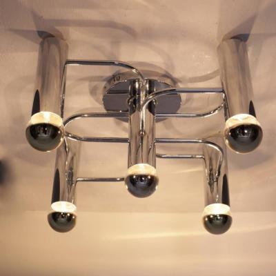  Leola 1 of 2 Chrome Five Light Flush Mount Wall or Ceiling Lamp by Leola
