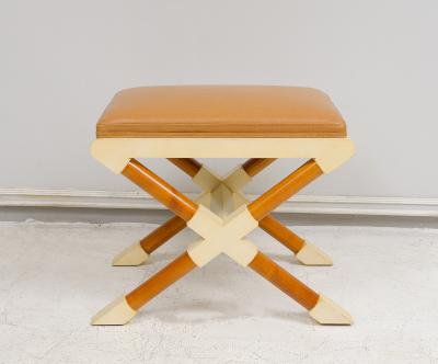  Lerebours Bespoke Bespoke Pair of Georgetta Parchment X Frame Benches