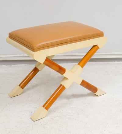  Lerebours Bespoke Bespoke Pair of Georgetta Parchment X Frame Benches