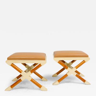 Lerebours Bespoke Bespoke Pair of Georgetta Parchment X Frame Benches