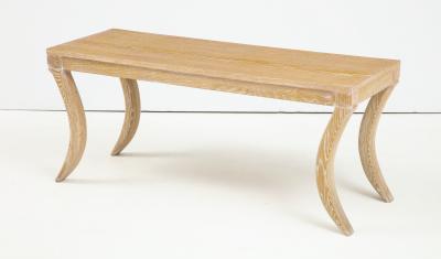  Lerebours Bespoke Custom Cerused Oak Bench Cocktail Table on Sabre Legs