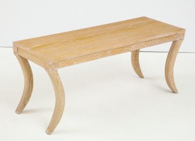 Lerebours Bespoke Custom Cerused Oak Bench Cocktail Table on Sabre Legs