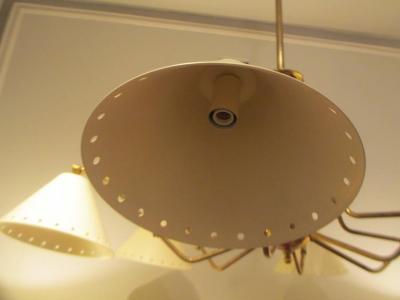  Lerebours Bespoke Custom Six Light Brass and Tole Fixture in the Mid Century Manner