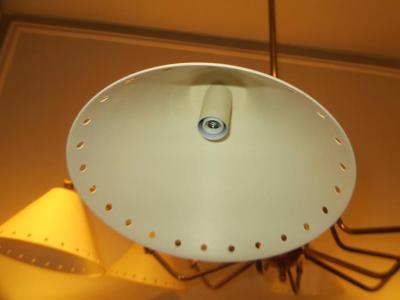  Lerebours Bespoke Custom Six Light Brass and Tole Fixture in the Mid Century Manner