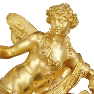 Lerolle Fr res Napoleon III period three piece gilt bronze clock set by Lerolle Fr res