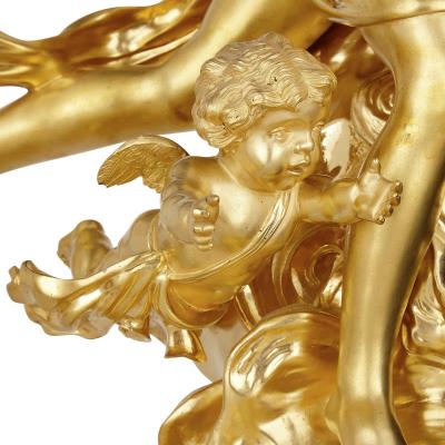 Lerolle Fr res Napoleon III period three piece gilt bronze clock set by Lerolle Fr res