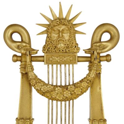  Leroy Paris French Neoclassical style lyre form gilt bronze clock