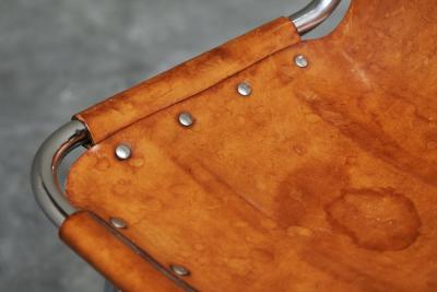  Les Arcs Set of 2 Les Arcs Stools Selected by Charlotte Perriand in Patinated Leather