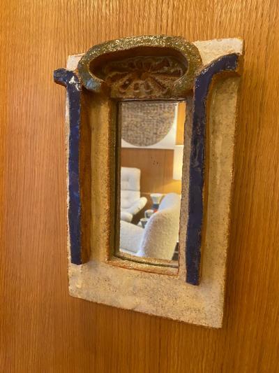  Les Argonautes Ceramic Mirror France Vallauris 1960s
