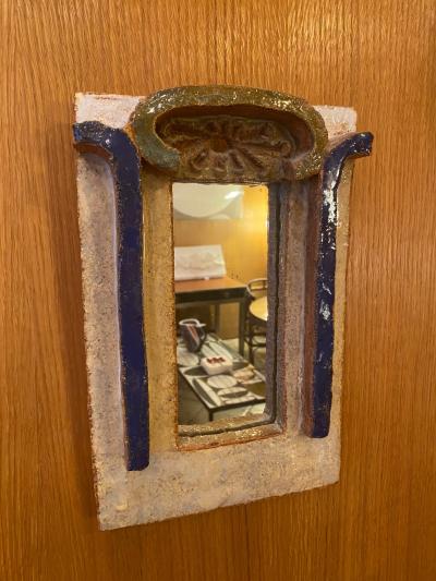  Les Argonautes Ceramic Mirror France Vallauris 1960s