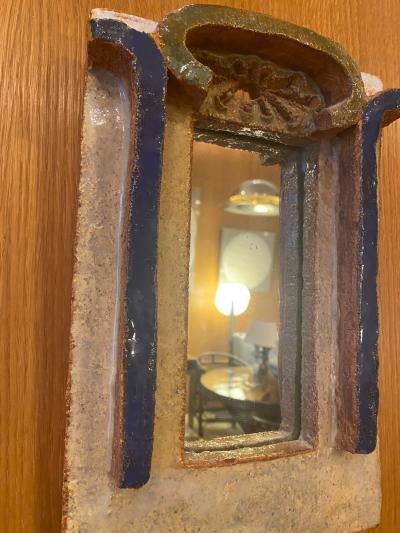  Les Argonautes Ceramic Mirror France Vallauris 1960s