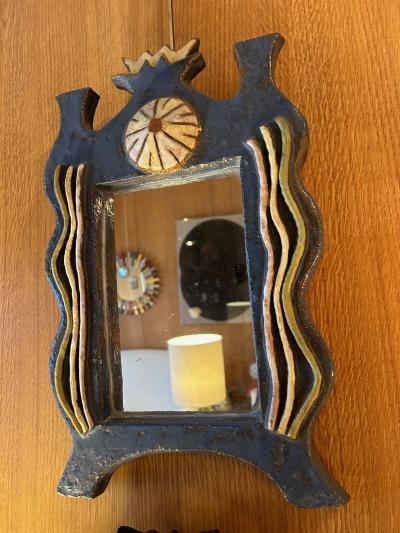  Les Argonautes Ceramic Mirror by les Argonautes France 1960s