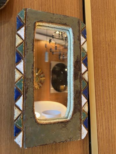  Les Argonautes Ceramic Mirror by les Argonautes France 1960s