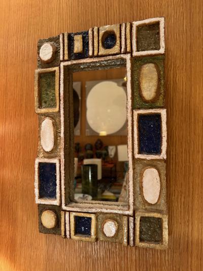  Les Argonautes Ceramic Mirror by les Argonautes France 1960s