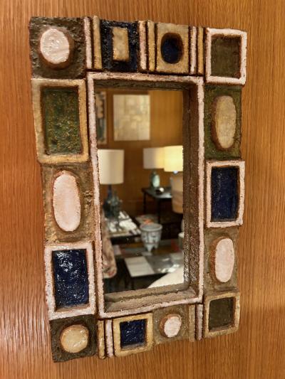  Les Argonautes Ceramic Mirror by les Argonautes France 1960s