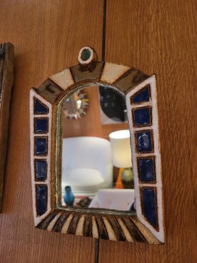  Les Argonautes Ceramic Mirror by les Argonautes France 1960s