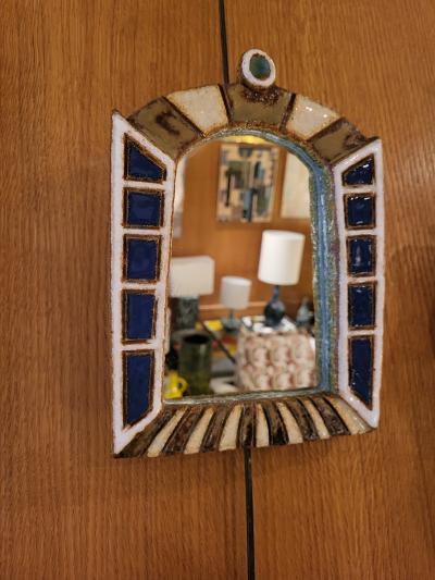  Les Argonautes Ceramic Mirror by les Argonautes France 1960s