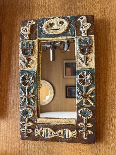  Les Argonautes Ceramic Mirror by les Argonautes France 1960s