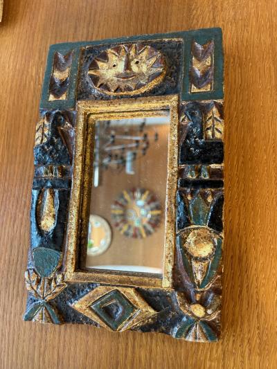  Les Argonautes Ceramic mirror by les Argonautes France 1960s