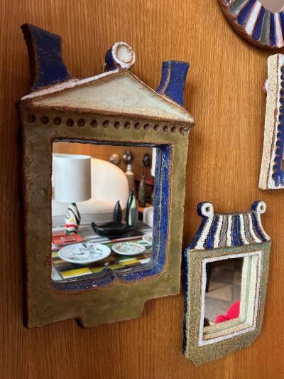  Les Argonautes Ceramic mirror by les Argonautes France 1960s