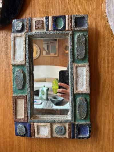  Les Argonautes Ceramic mirror by les Argonautes France 1960s