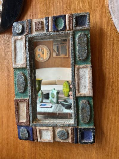  Les Argonautes Ceramic mirror by les Argonautes France 1960s