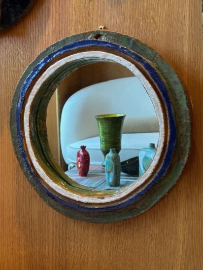  Les Argonautes Ceramic mirror by les Argonautes France 1960s